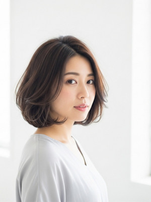 前髪なしフワッとボブ
