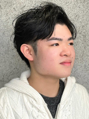 ツーブロック アップバング 刈り上げ メンズカット