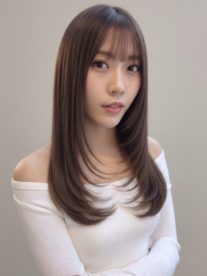 アッシュグレージュ レイヤーカット 髪質改善カラー 20代