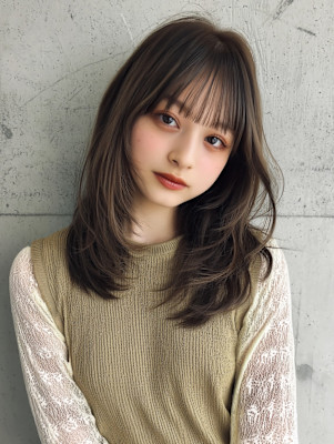 顔まわりのレイヤーで縦ラインを作り小顔見せ。さらに髪質改善ト