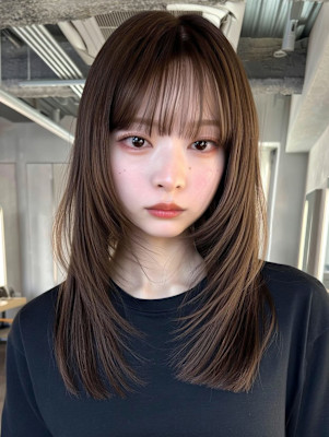 レイヤーロング/ハッシュカット/シルキーベージュ/鶴舞/髪質