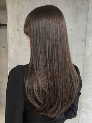 レイヤーロング/ハッシュカット/シルキーベージュ/鶴舞/髪質