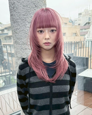 ピンクカラー　デザインカラー　ブリーチカラー　姫レイヤー