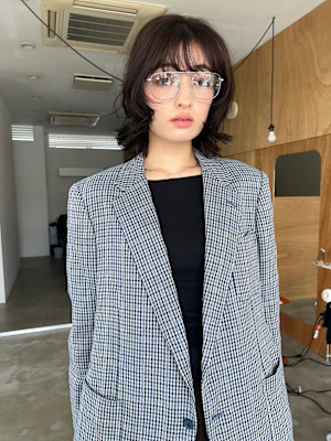 ニュアンスパーマボブレイヤーハッシュカットココアブラウン