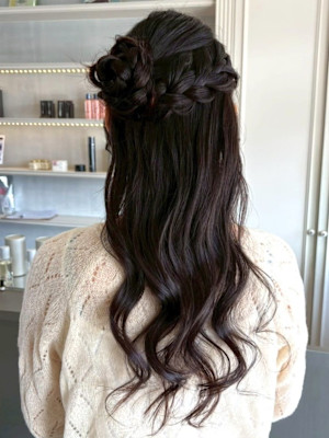 ハーフアップ 編み込み ヘアセット くるみちゃんヘア