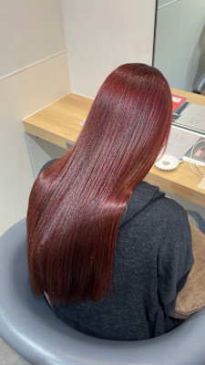 【藤沢艶カラー】ブリーチなしダブルカラーボルドーカラー