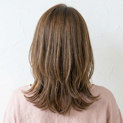 まろやかミルクティーベージュ×ミディアムレイヤー