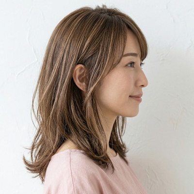 まろやかミルクティーベージュ×ミディアムレイヤー