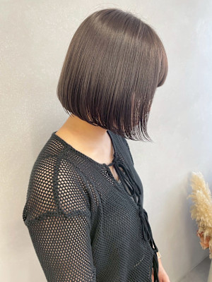 ぷつっとボブ透明感カラーアッシュブラウン＊艶髪ワンカール