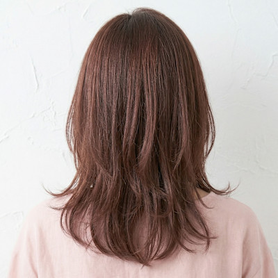 【大人の上品】小顔ひし形ミディアム×ピンクショコラ