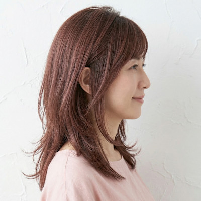 【大人の上品】小顔ひし形ミディアム×ピンクショコラ