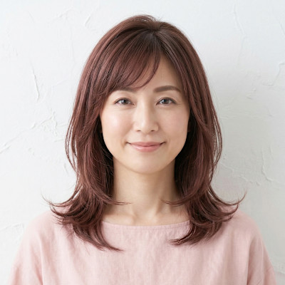 【大人の上品】小顔ひし形ミディアム×ピンクショコラ