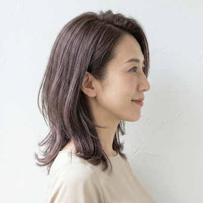 【40代必見】白髪カバー×トップふんわり大人の上品ミディアム