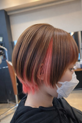 インナーカラー×ショートボブ（レッド）