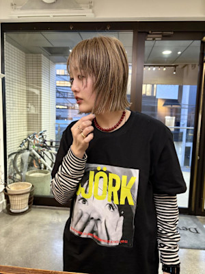 ボブ　ザクザクカラー　ローライト　ブリーチ