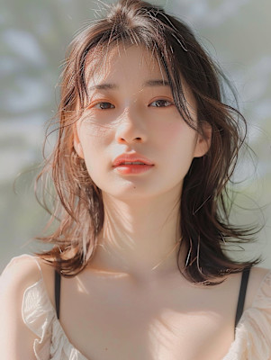 黒髪/ボブルフ/ネビージュ/小顔/ワンレン／カット