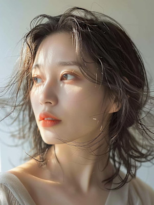 黒髪/ボブルフ/ネビージュ/小顔/ワンレン／カット