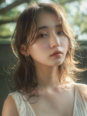 黒髪/ボブルフ/ネビージュ/小顔/ワンレン／カット