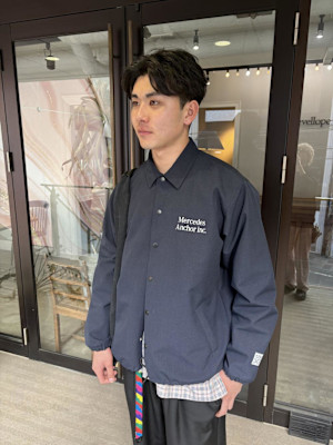 メンズ　センターパート　無造作パーマ