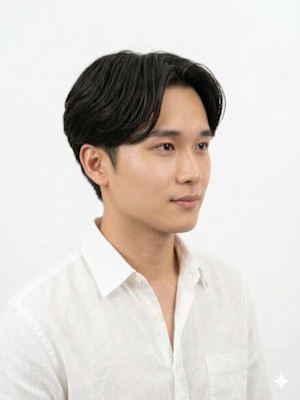 センターパートスタイル