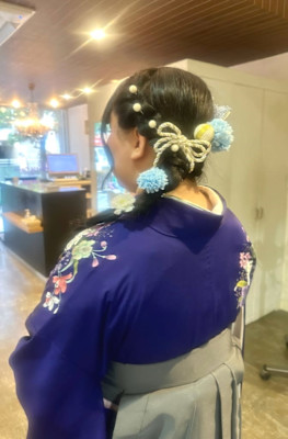 卒業式　袴　着付け　蒲田 編みおろしスタイル