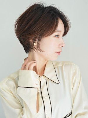 ショート・ボブ/丸顔/前髪あり/絶壁解消/20代/30代