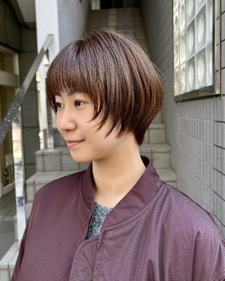 ショート×ショートボブ×レイヤー×丸みヘア×横浜×石川町