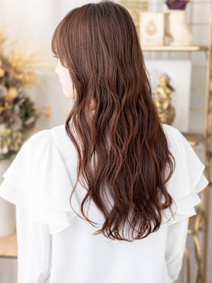 流しバングこなれドライパーマエアリーロング　ミルクブラウンb