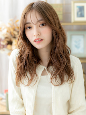 韓国巻きラフウェーブバタフライレイヤーカット　モカブラウンb