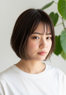 レイヤーボブ/アンブレラカラー/大人かわいい/顏まわりボブ