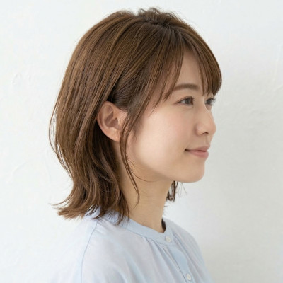 ふんわり大人可愛いひし形ショート・マロンベージュ