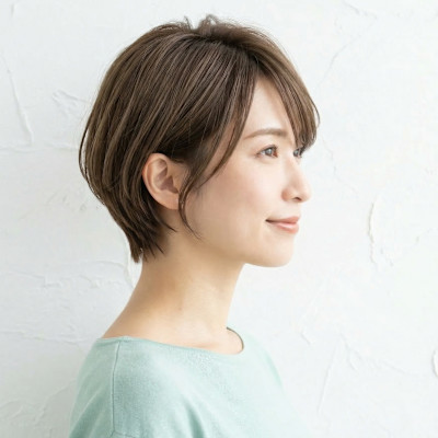30代大人ショートレイヤー×手入れ簡単小顔カット