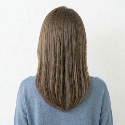 透明感アッシュグレージュの大人ワンカールミディ