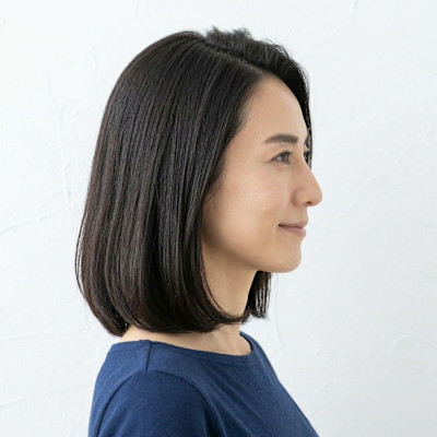 50代大人女性。白髪も隠せるツヤとまとまりボブ