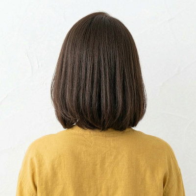 【50代艶ボブ】ワンレン＆モカブラウンで白髪カバー