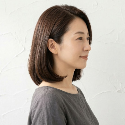 40代◎白髪・細毛カバー乾かすだけで整う大人の上品ワンレンボ