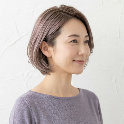 【小顔】大人可愛い☆アッシュピンクのショートボブ