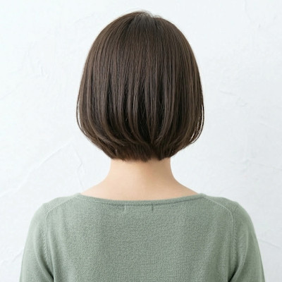 【小顔見せ♪】大人可愛いシースルーバングの丸みショートボブ