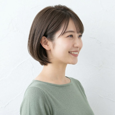 【小顔見せ♪】大人可愛いシースルーバングの丸みショートボブ