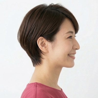 【小顔効果◎】40代大人女性の丸みショートボブ