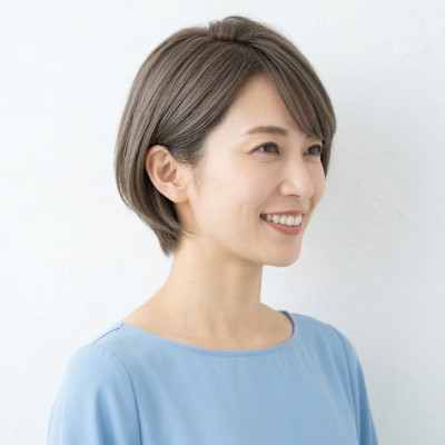 【透明感】アッシュグレージュ×洗練ショートボブ
