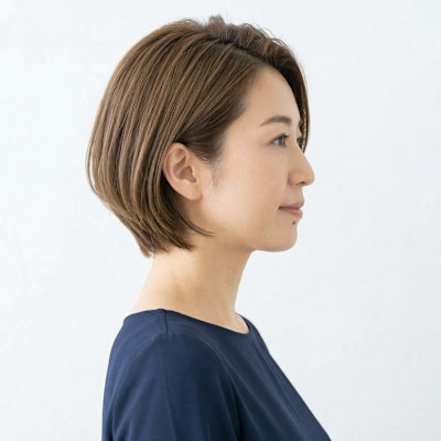 【小顔効果】大人の上品丸みショートボブ