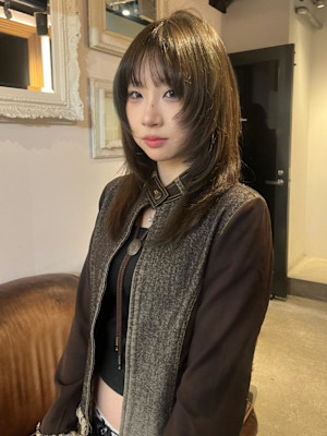 オリーブブラウン レイヤーカット