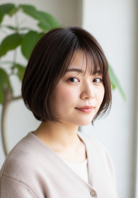 ナチュラルショート/ミルクブラウン/可愛い/耳かけショート