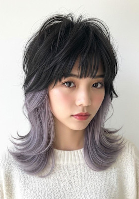 シャギーウルフ/ダークアッシュ/ラベンダーグレー/大人可愛い