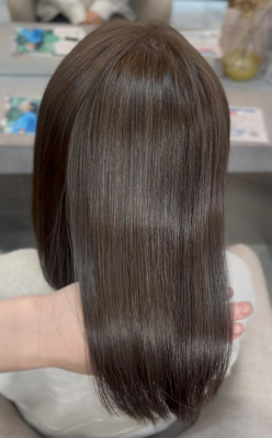 ハッシュカット/顔周りカット/ダークブラウン/シャギーカット