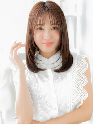 シースルーバング小顔ブリーチなしダークブラウンモカブラウンb