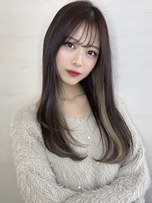 インナーカラー ローレイヤーストレート シースルーバング