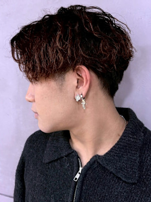 ブラウンカラー ツイスパ メンズカジュアル ツーブロック