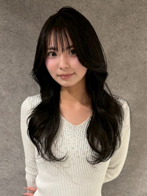 韓国ヘア 前髪カット レイヤー カット ブラウンカラー